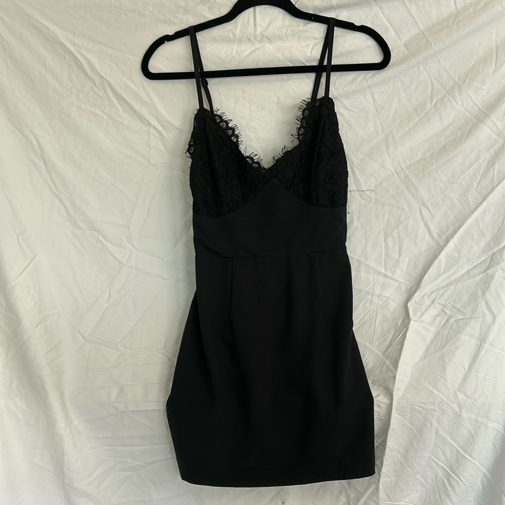 Super down black mini dress
